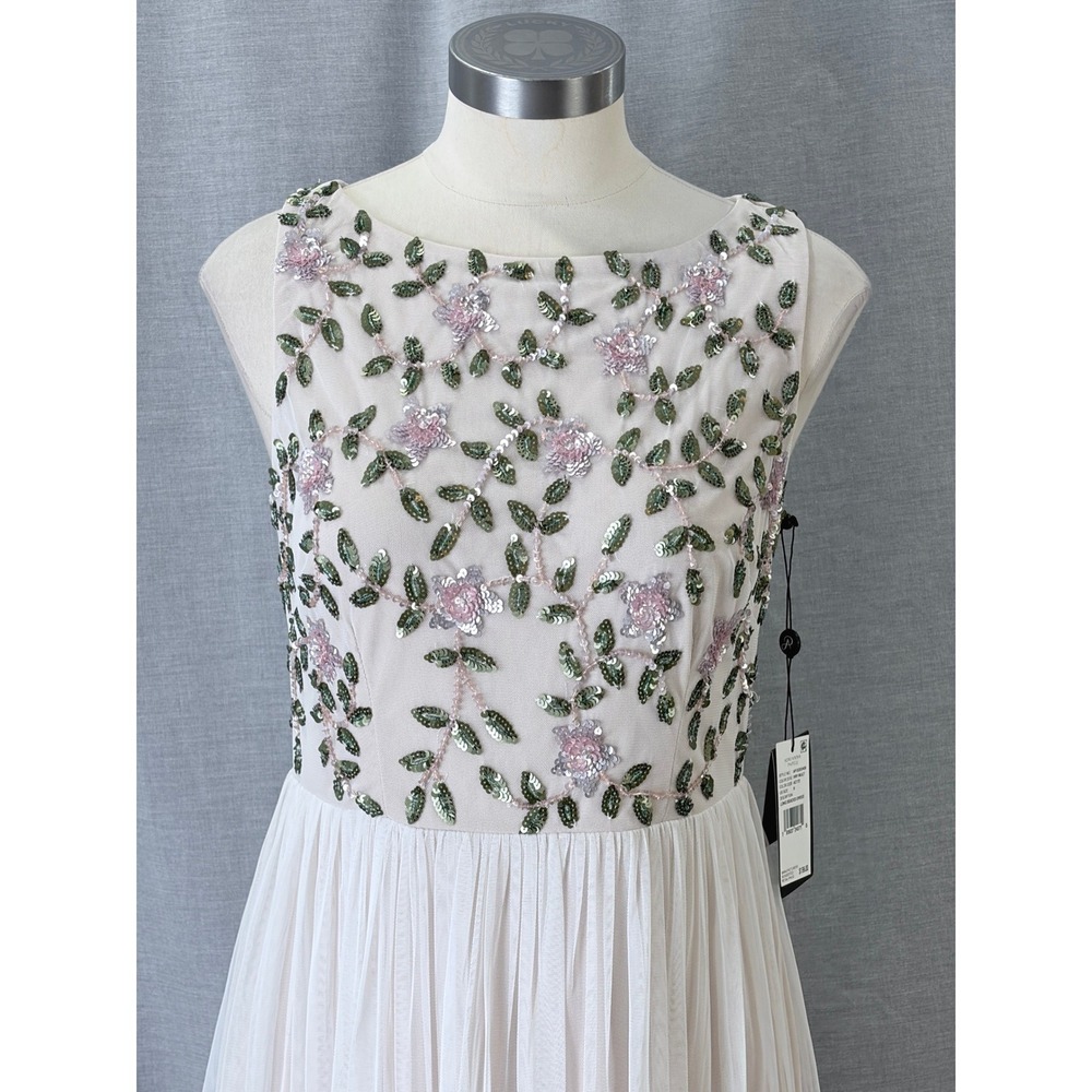 NWT Adrianna Papell Ivory Floral Beaded Sequin Maxi Dress Size 6 Garden Party - Picture 2 of 16